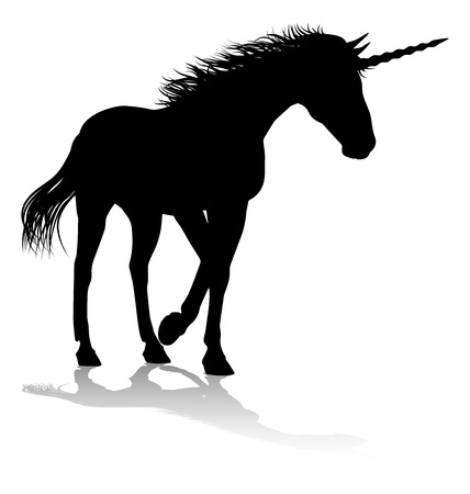 Unicorn Silhouette Horned Horseのイラスト素材