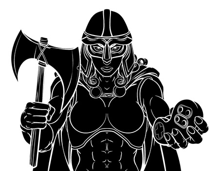 Viking Trojan Celtic Knight Gamer Warrior Womanのイラスト素材