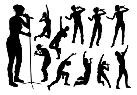 Singers Pop Country Rock Hiphop Star Silhouettesのイラスト素材