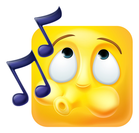 Whistling Emoji Emoticon Icon 3D Cartoon Characterのイラスト素材