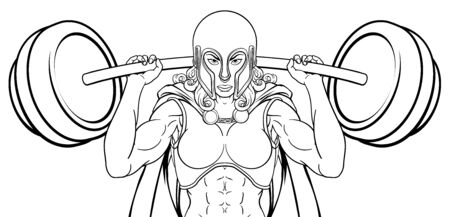 Warrior Woman Weightlifter Lifting Barbellのイラスト素材