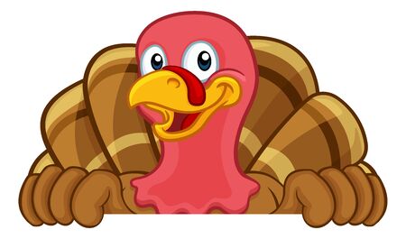 Turkey Thanksgiving or Christmas Cartoon Characterのイラスト素材