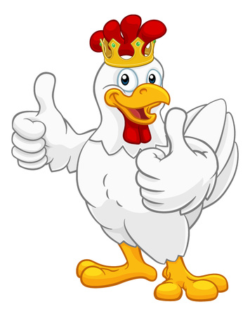 King Chicken Rooster Cockerel Bird Crown Cartoonのイラスト素材