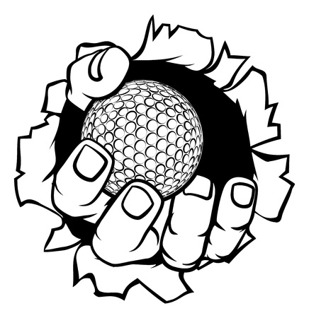 Golf Ball Hand Tearing Backgroundのイラスト素材