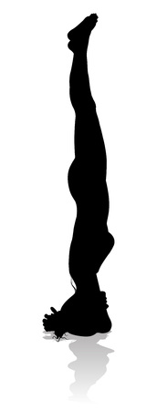 A silhouette of a woman in a yoga or pilates poseのイラスト素材