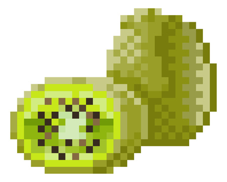A kiwi fruit pixel art 8 bit video game style iconのイラスト素材