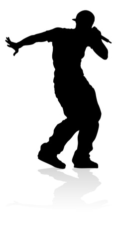 Singer Pop Country or Rock Star Silhouetteのイラスト素材