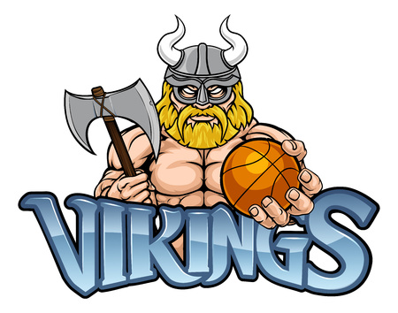 Viking Basketball Sports Mascotのイラスト素材