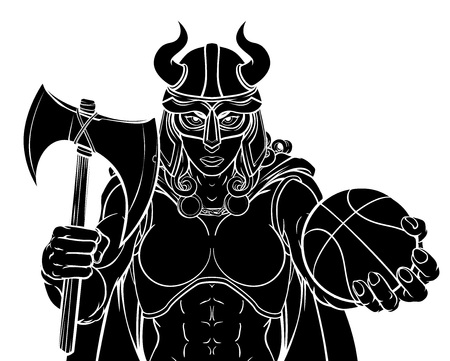 Viking Female Gladiator Basketball Warrior Womanのイラスト素材