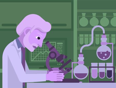 Mature Scientist Working In Laboratoryのイラスト素材