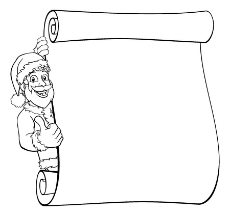 Young Santa Christmas Scroll Sign Thumbs Upのイラスト素材