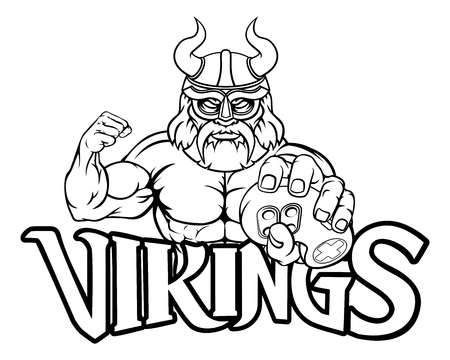 Viking Gamer Gladiator Warrior Controller Mascotのイラスト素材