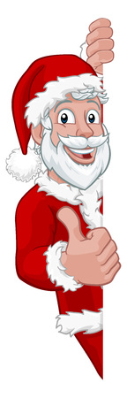Young Santa Christmas Cartoon Sign Thumbs Upのイラスト素材