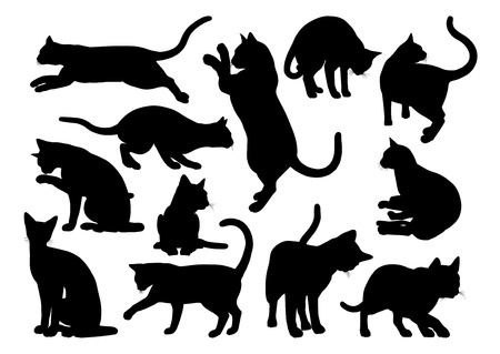 Cat Silhouette Pet Animals Setのイラスト素材