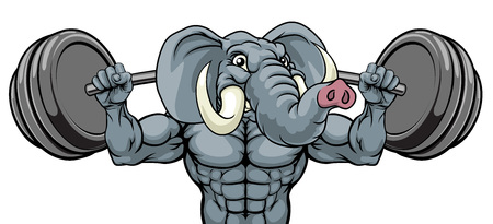 Elephant Mascot Weight Lifting Body Builderのイラスト素材
