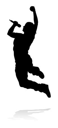 Singer Pop Country or Rock Star Silhouetteのイラスト素材