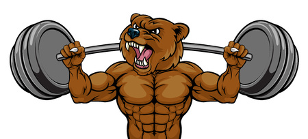 Bear Mascot Weight Lifting Barbell Body Builderのイラスト素材