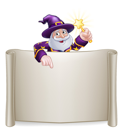Wizard Cartoon Character Sign Scrollのイラスト素材