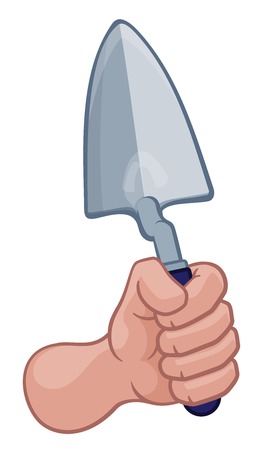 Bricklayer Builder Hand Fist Holding Trowelのイラスト素材