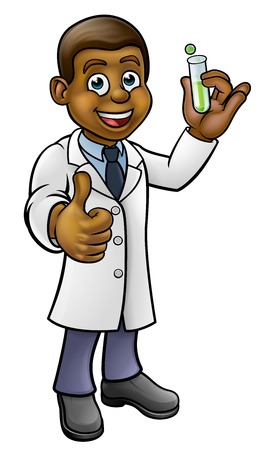 Cartoon Scientist Holding Test Tubeのイラスト素材