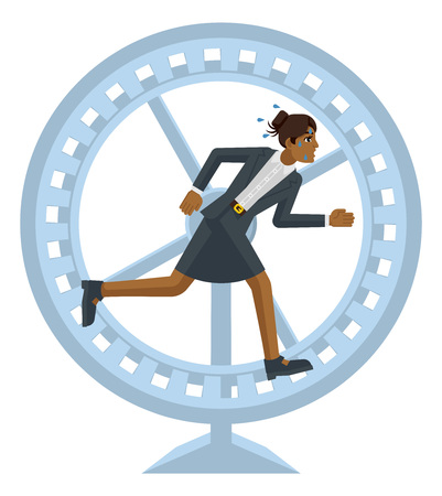 Business Woman Hamster Wheel Stress Conceptのイラスト素材