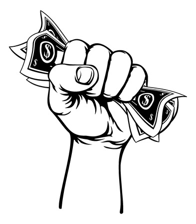 Fist Hand Holding Cash Moneyのイラスト素材