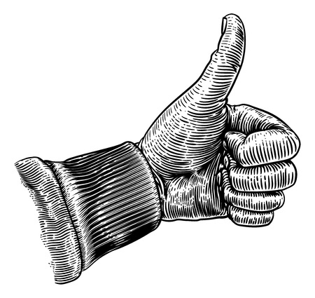 Thumbs up Woodcut Handのイラスト素材