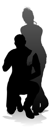 Young Couple People Silhouetteのイラスト素材