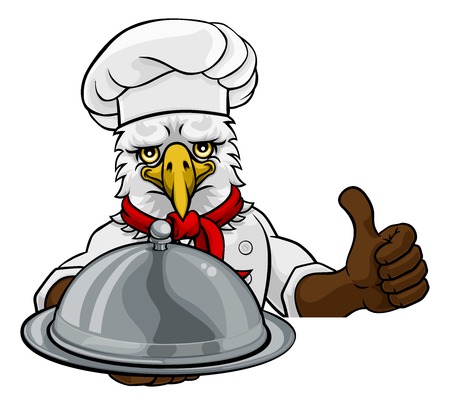 Eagle Chef Mascot Sign Cartoon Characterのイラスト素材