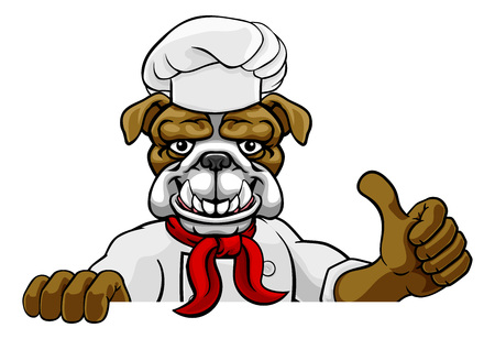 Bulldog Chef Mascot Sign Cartoonのイラスト素材