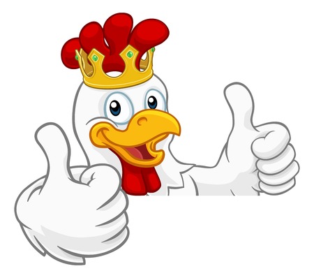 King Chicken Rooster Cockerel Bird Crown Cartoonのイラスト素材