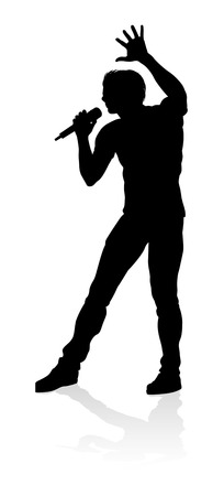 Singer Pop Country or Rock Star Silhouetteのイラスト素材