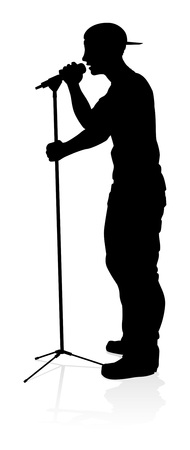 Singer Pop Country or Rock Star Silhouetteのイラスト素材