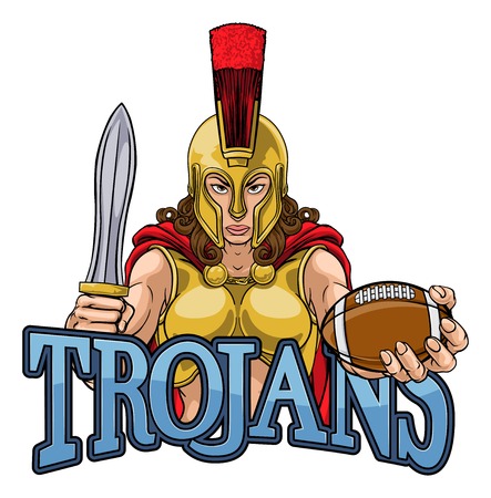 A Spartan or Trojan female gladiator warrior woman American football sports mascotのイラスト素材