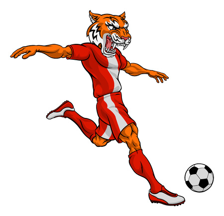 Tiger Soccer Football Player Animal Sports Mascotのイラスト素材