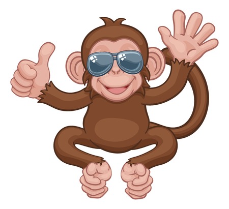 Monkey Sunglasses Waving Thumbs Up Cartoon Animalのイラスト素材