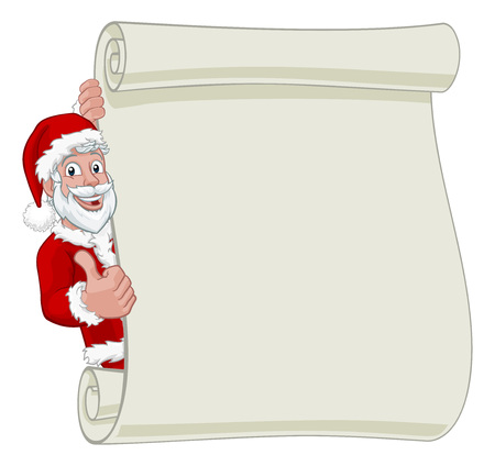 Young Santa Christmas Scroll Sign Thumbs Upのイラスト素材