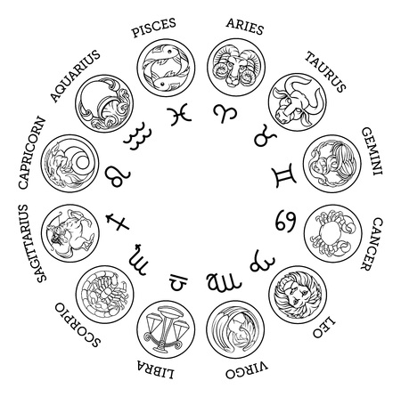 Astrological zodiac horoscope star signs icon setのイラスト素材