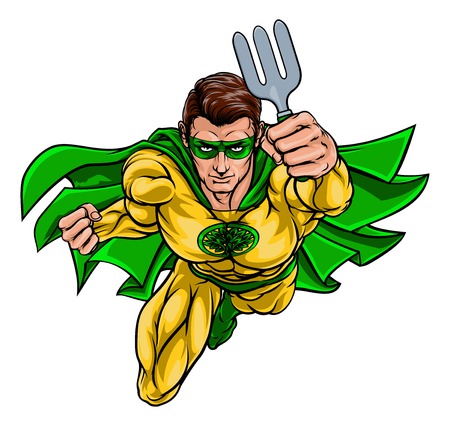 Super Gardener Superhero Holding Garden Forkのイラスト素材
