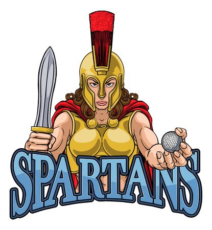 Spartan Trojan Gladiator Golf Warrior Womanのイラスト素材