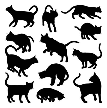 Cat Silhouette Pet Animals Setのイラスト素材