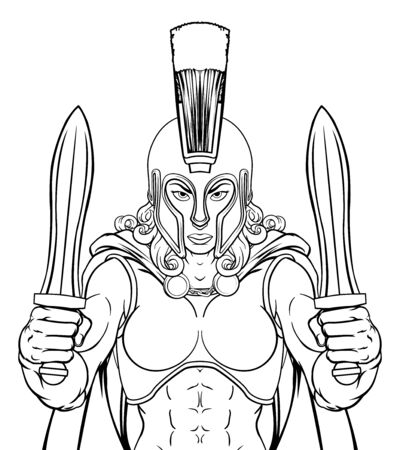 Spartan Trojan Female Warrior Gladiator Womanのイラスト素材