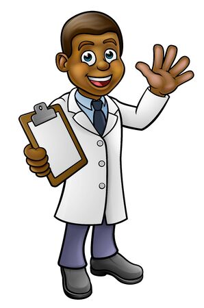 Scientist or Lab Technician Cartoon Characterのイラスト素材
