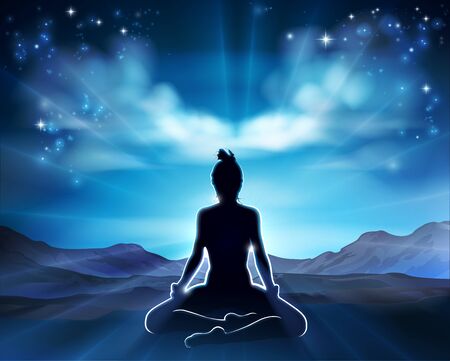 Yoga Pilates Pose Silhouette Woman Backgroundのイラスト素材