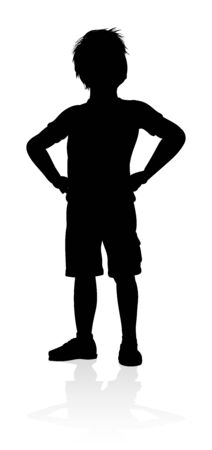 A high quality detailed silhouette of kid or childのイラスト素材