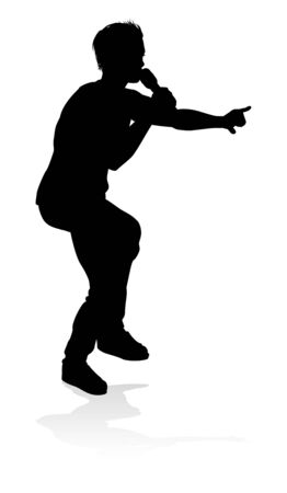 Singer Pop Country or Rock Star Silhouetteのイラスト素材