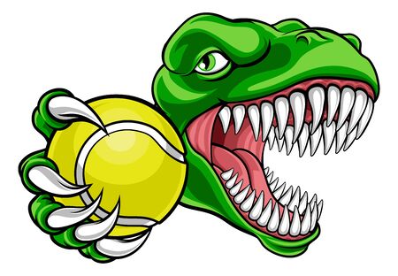 Dinosaur Tennis Player Animal Sports Mascotのイラスト素材