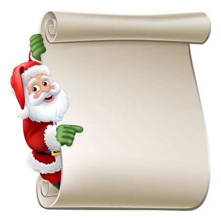 Santa Claus Scroll Sign Christmas Cartoonのイラスト素材
