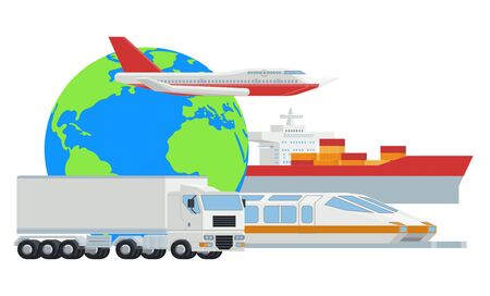 Logistic Transport Globe Cargo Freight Conceptのイラスト素材