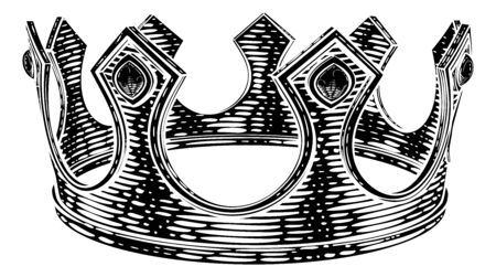 Royal King Crown Vintage Retro Style Illustrationのイラスト素材